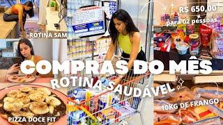 COMPRAS DO MÊS NO MERCADO PARA DIETA | QUANTO EU GASTO? alimentação saudável, rotina 5am, receitas