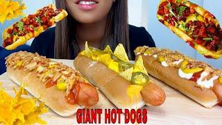 GIANT HOT DOGS ~ FULLY LOADED MUKBANG | EATING SOUNDS | Lexii EATS