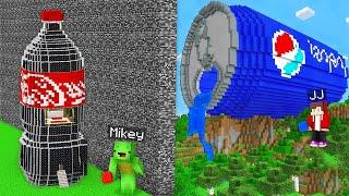 JJ and Mikey CHEATED with PEPSI vs. COCA COLA House Build Battle in Minecraft! - Maizen