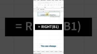 Right formula in excel #shorts