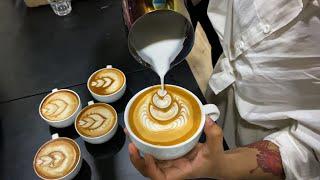 Barista coffee making || Wingtulip latte art practice || Coffee art for beginners || Wingtulip art