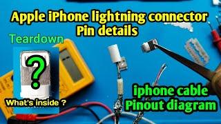 Apple iPhone lightning cable Connector pin details || iphone lightning cable Tear down