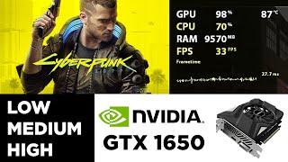 Cyberpunk 2077 Benchmark on GTX 1650 - Low, Medium, High, 1080p