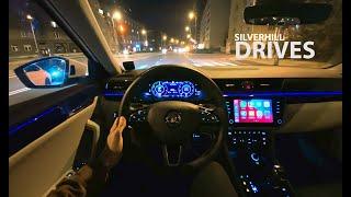SKODA SUPERB iV Plug-In-Hybrid - city central night drive [4K POV]