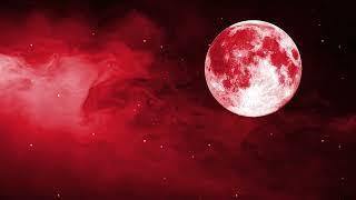 Full Moon Red Fog with Twinkling Stars Halloween 4K