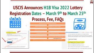 H1B 2022 Registration Dates Announced by USCIS, Lottery Process, Fees, Statuses, FAQs