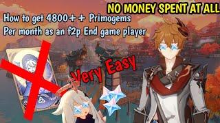 How to get 4800++ Primogems as an F2P endgame player in Genshin Impact