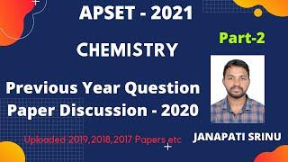 APSET 2021 | Chemistry |  Previous question paper discussion 2020 | APSET Chemical Science | Part-2