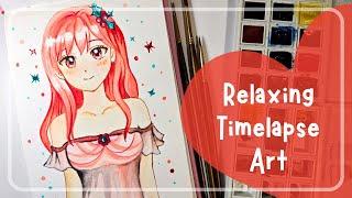 Tranquil Art Time: Watch Me Paint a Shy Anime Girl in Watercolor 