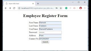 Registration Form using JSP + Servlet + JDBC + MySQL Database Example