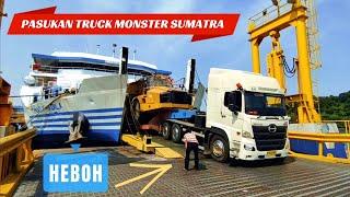 HEBOHPASUKAN TRUCK MONSTER SUMATRA TURUN KAPAL DI PELABUHAN MERAK