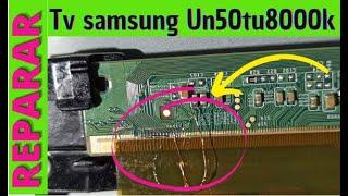 Reparar Televisor Smart  Samsung Mod Un50TU8000K Sin Imagen Prende Apaga Diferencia De Color Y Rayas