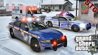 GTA 5 MODS LSPDFR 0.4.4 #55 -  SNOW NYSP PATROL!!! (GTA 5 REAL LIFE PC MOD)