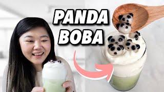 I made CUTE PANDA BOBA! Easy Tapioca Pearl Recipe From Scratch