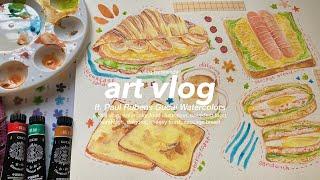 chill art vlog  watercolor painting food art ft. Paul Rubens Gucai Watercolors