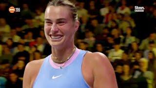 Aryna Sabalenka crying with laughter with Mirra Andreeva - Funny Moment - World Tennis League 2024