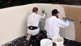 Acrylic stucco over retaining wall, Stucco-Flex