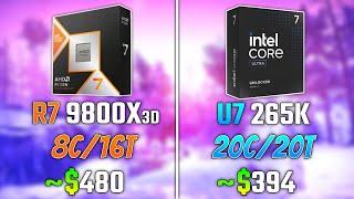 RYZEN 7 9800X3D vs INTEL ULTRA 7 265K | Test in 6 Games