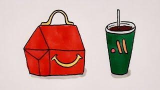 Как нарисовать ФАСТФУД КАРТОШКУ ФРИ И КОКА КОЛУ/How to draw FAST FOOD FRIES and COCA COLA