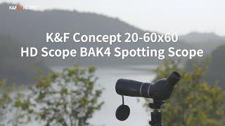 K&F Concept 20-60X60 HD Spotting Scope BAK4 45 Degree Eyepiece Monocular