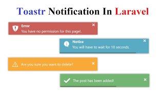 Toastr Notification In Laravel