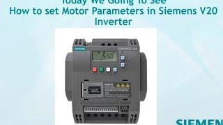 Siemens VFD Sinamics V20 Parameter Setting