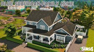 Blue Suburban Family Home in Copperdale |  NoCC | Stop Motion Build | The Sims 4