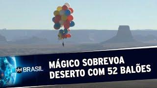 EUA: Mágico sobrevoa deserto do Arizona com 52 balões de gás hélio | SBT Brasil (03/09/20)