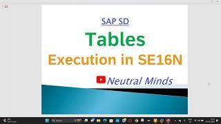 SAP SD tables explanation SE16N TCode.