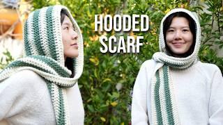 Crochet Hooded Scarf Tutorial | Striped Crochet Scoodie