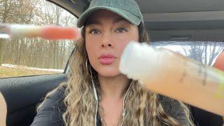 Car ASMR  NYX this is juice gloss  lip gloss application  (smacking pumping, mouth sounds)
