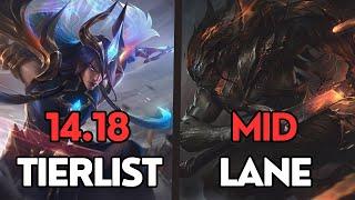 14.18 MOST BROKEN CHAMPS TO CLIMB - Mid Lane Challenger Tierlist - League of Legends OP buffs