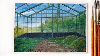 Greenhouse Painting with Gouache ｜ Landscape Painting