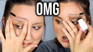 FASTEST BROWS EVER!? EYEBROW STENCIL STAMP | TESTING "MADLUVV BROWS"