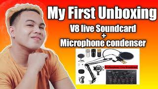 Unboxing V8 SOUND CARD +MICROPHONE For LIVESTREAMING|Macho Gwapito TV