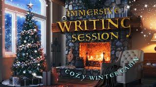 writing in a cozy christmas cabin during a snowstorm  2-hour immersive writing session