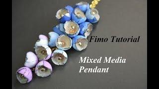 Mixed Media Pendant polymer clay Fimo Tutorial aquarell technik техника акварель полимерная глина