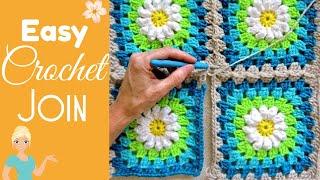 CROCHET How to Join Your Daisy Granny Squares:  Easy Join As You Go Method