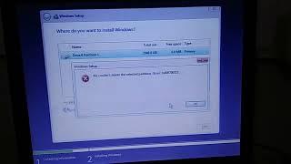 we couldn't delete the selected partition (error: 0x80070032)// problems during windows installation