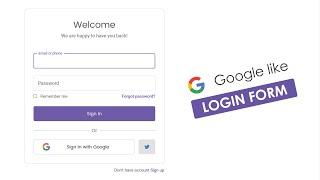 Animated Login Form using only HTML and CSS | Google Like