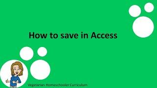 How to save in Access