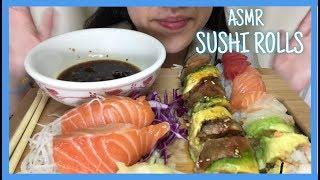 ASMR Sushi Rolls & Salmon Sashimi ( Eating Sounds No Talking ) || NOCHU EATS