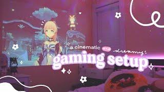  a kinda cozy cinematic gaming setup | ft. genshin impact, the nintendo switch + the heyup boxe 