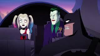 Harley and Joker fight and the Parademons and get saved by Batman