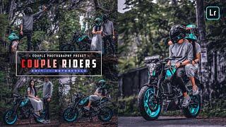 How to Edit Outdoor Portrait Photos of a Young Couple on a Motorcycle - Couple Riders Presets