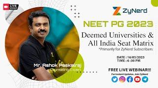 Deemed Universities and All India Seat Matrix | "Primarily for ZyNerd Subscriber" #zynerd