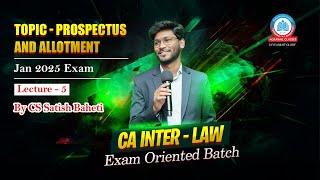 CA Inter | Law - Lecture 5 |   PROSPECTUS AND ALLOTMENT  (Day 1) | By CS Satish Baheti |