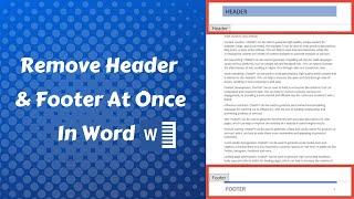 How To Remove Header and Footer in Word on All Pages at Once | How to Delete Header & Footer in Word