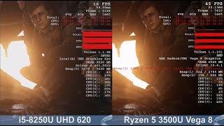 Ryzen 5 3500U Vega 8 vs. i5-8250U UHD 620 Test Comparison in 7 Games