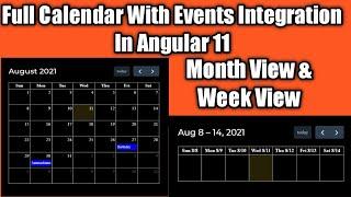 FullCalendar integration || Fullcalendar implement and event add angular || Week View & Month View 
